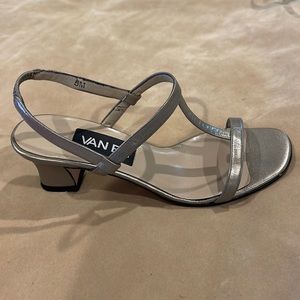 Pewter(silver gold) Vaneli sandals.